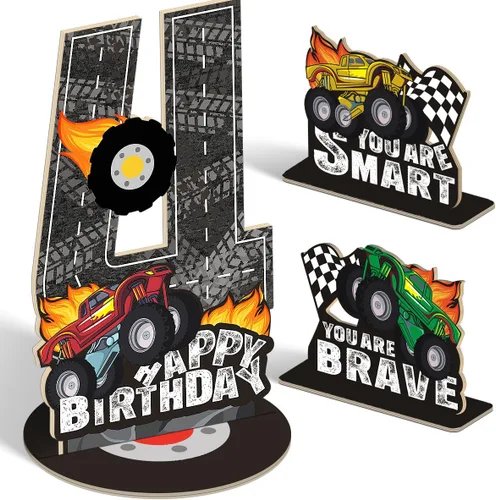 Vista 20 de Juego de 3 piezas de dinosaurios con signo de número de 2º cumpleaños, decoración de mesa de dinosaurios para niños y niños de 2º cumpleaños