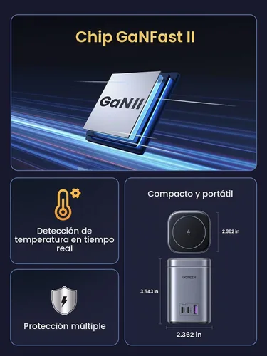 Vista 7 de UGREEN Nexode Estación de carga USB C de 100 W, soporte de cargador Qi2