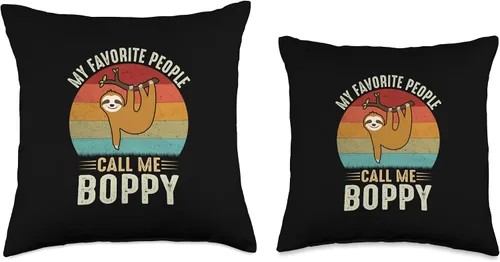 Vista 3 de Retro Sloth Boppy Gifts Outfit My Favorite People Call Me Boppy Cute Perezoso amante del abuelo - Almohada de 16 x 16 pulgadas, multicolor