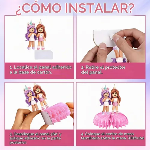 Vista 3 de 9 piezas de centro de mesa de panal de abeja para niños, adolescentes, niñas, niños, nueve diseños originales, decoraciones de cumpleaños