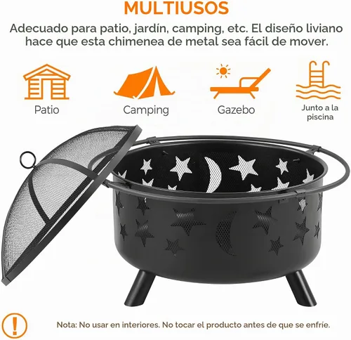 Vista 8 de Yaheetech - Hoguera de 30 pulgadas para chimenea exterior de leña