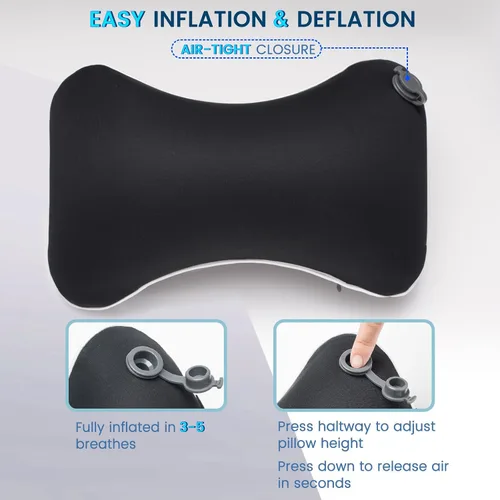 Vista 4 de Keemall Almohada de Cuello de Coche Inflable, Almohada de Reposacabezas de Coche Inflable Suave para Asiento de Conducción con Correa Ajustable