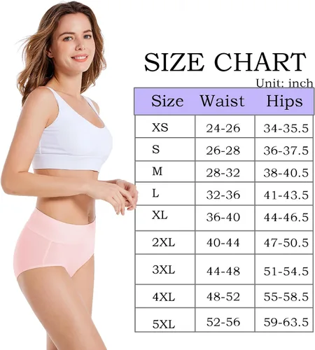 Vista 5 de COSOMALL Ropa interior de cintura alta para mujer, de algodón, suaves, completas, paquete de 5