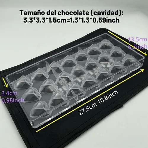 Vista 2 de Goldbaking Molde de chocolate con forma de corazón de diamante Bandeja de caramelo de policarbonato 563.8 in
