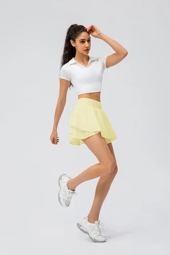 Vista 5 de Falda de tenis para mujer, falda pantalón de golf, faldas atléticas con pantalones cortos, faldas de cintura alta, bolsillos, correr, gimnasio