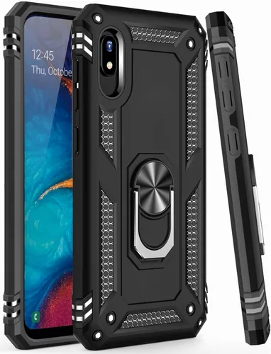 Vista 5 de IKAZZ Funda para Galaxy A10e con protector de pantalla, grado militar, a prueba de golpes, resistente, pasa prueba de caída de 16 pies con soporte