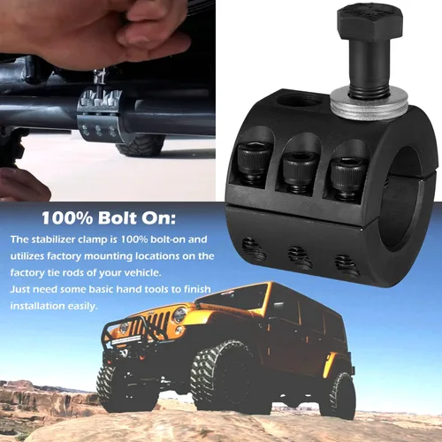 Vista 3 de Abrazadera de barra de acoplamiento del estabilizador de dirección (tubo de diámetro exterior de 1-3/8") se adapta a Jeep Wrangler JK TJ XJ ZJ MJ