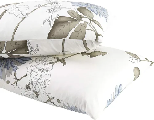 Vista 3 de Wake In Cloud - Fundas de almohada florales, 100% tela de algodón, estilo vintage floral shabby chic de granja botánica, juego de 2 fundas