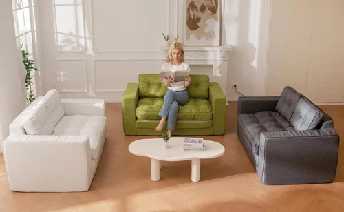 Vista 7 de YOSHOOT Sofá Cama Loveseat, Sofá Convertible de 55" Sofá Cama Sillón Futón para Sala de Estar, Sofá de Piso Extraíble 3 en 1 con Respaldo y verde