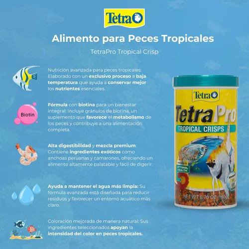 Vista 3 de Tetra Pro Tropical Crisps 6.70 onzas, alimento para pescado, fórmula
