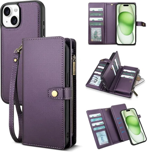 Vista 23 de TwoHead Funda tipo cartera para iPhone 12 Pro Max con tarjetero, funda magnética desmontable para teléfono 12 Pro Max, piel sintética, a prueba