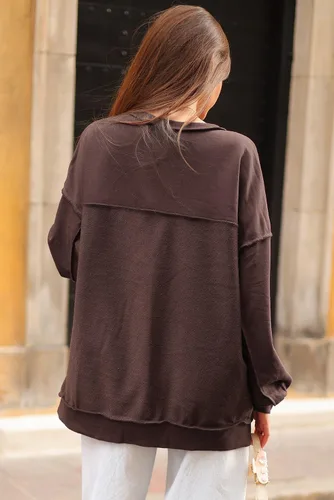 Vista 92 de AlvaQ - Sudadera de gran tamaño para mujer, informal, de manga larga, con botones y cuello Henley, tipo túnica