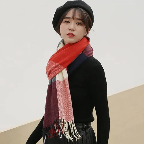 Vista 6 de YSense Women's Long Plaid Blanket Chunky Oversized WinterFall Warm Scarf Big Tartan Scarves Wrap Shawl Gifts