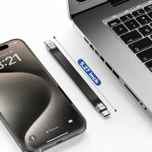 Vista 6 de Rixmie Cable USB-C corto [5 pulgadas], carga rápida PD de 100 W, transferencia de datos de 20 Gbps, cable corto USB C a USB C, Thunderbolt 3