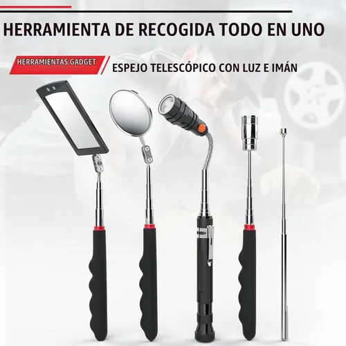 Vista 2 de Juego de herramientas de recogida magnética, linternas telescópicas