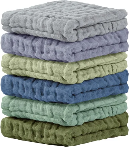 Vista 9 de Cuddle Campus Paquete de 6 paños de muselina para bebé, paños para eructos Set 3