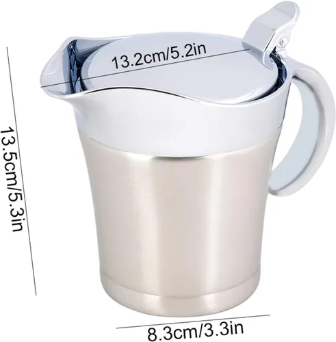 Vista 6 de Salsa de 15.2 fl oz, olla de salsa, acero inoxidable 304 con aislamiento térmico de doble pared, recipiente para servir bebidas, olla de cocina