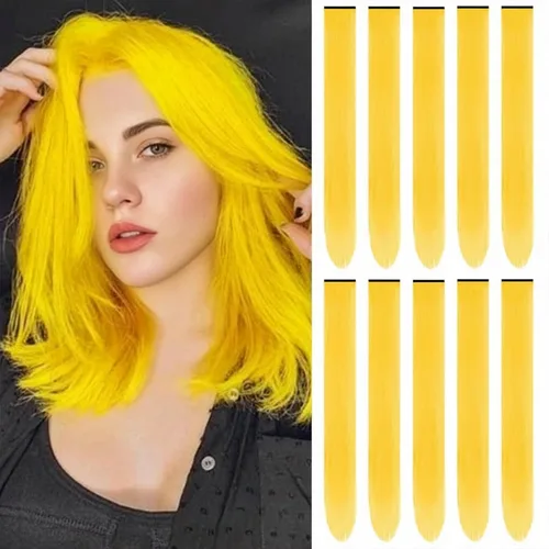 Vista 15 de Extensiones de cabello negro con clip, extensiones sintéticas