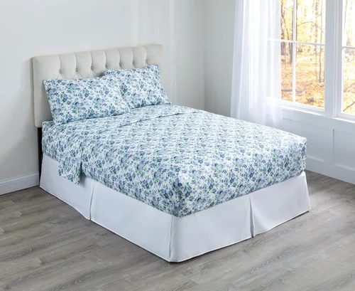 Vista 3 de BrylaneHome Bed Tite - Juego de sábanas de microfibra, tamaño individual, diseño floral azul