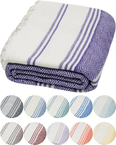 Vista 19 de DEMMEX Organic Diamond - Toalla turca de baño y playa 100% algodón turco certificado Oeko-TEX, ultra suave, de secado rápido, ligera, compacta