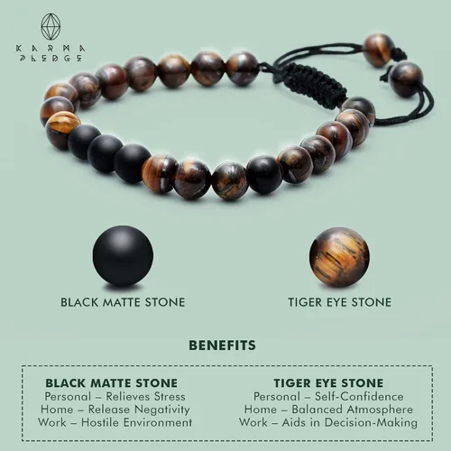 Vista 3 de Karma Pledge - Pulsera de cristal curativo, pulseras de chakras para mujeres y hombres, pulsera para meditación, energía positiva y equilibrio