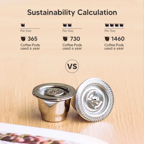 Vista 5 de Cápsulas de café espresso recargables de acero inoxidable, cápsulas de café reutilizables compatibles con Ne-spresso Original Line Brewers New