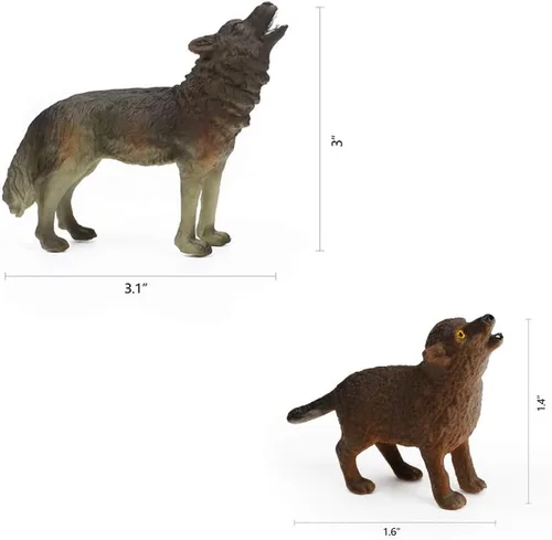 Vista 7 de RESTCLOUD Juego de 7 piezas de figuras de juguete de lobo conjunto de figuras de animales de lobo (Conjunto de lobo A)