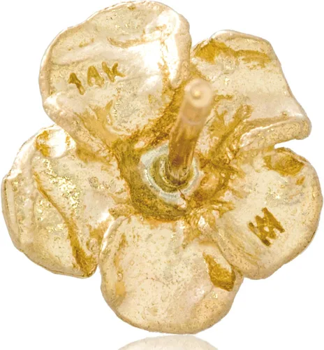 Vista 7 de Aretes de oro amarillo macizo de 14 quilates con diseño de flor de rosa, estilo hecho a mano, 38 pulgadas con poste y parte trasera de fricción