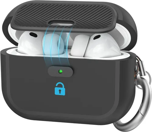 Vista 17 de TRONWIN Funda para AirPods Pro 2, [con bloqueo] Funda para AirPods Pro de una pieza (2ª/1ª generación), funda protectora completa de silicona suave