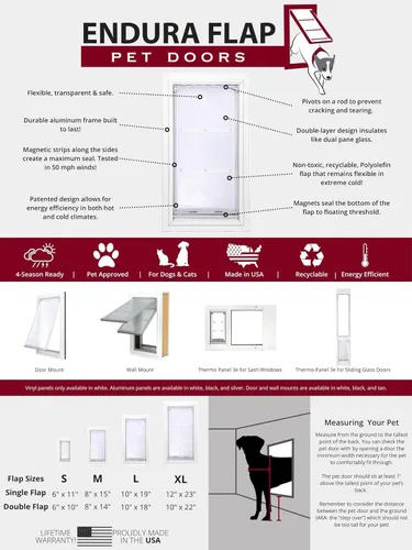 Vista 7 de Endura Flap Thermo Panel Puerta para mascotas para puertas corredizas de vidrio, marco de aluminio resistente con cubierta de bloqueo segura