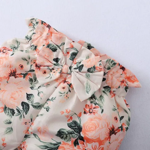 Vista 7 de Conjunto de ropa para bebé recién nacido, mameluco con pantalón floral, ropa de algodón para niñas