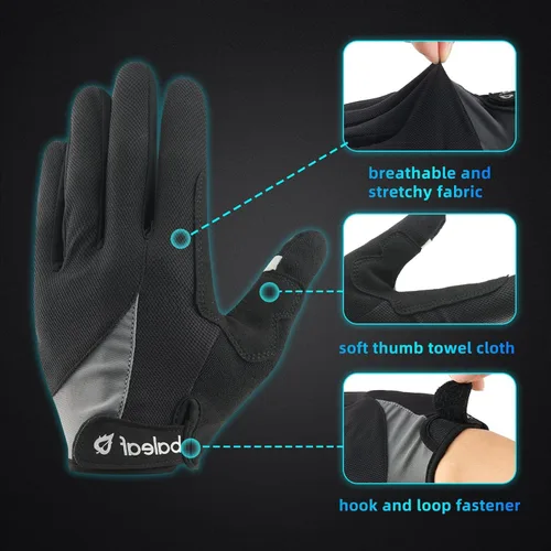 Vista 3 de BALEAF Guantes de ciclismo para hombres y mujeres, guantes de bicicleta de montaña, guantes de MTB, pantalla táctil de dedo completo, acolchados que
