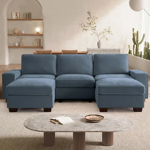 Vista 53 de TEKAMON - Sofá modular de 73" con almacenamiento en el asiento, sofá biplaza moderno de tela de chenilla para sala de estar, oficina, apartamento