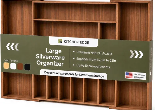 Vista 25 de KitchenEdge Organizador Premium de Cubiertos, Vajilla y Utensilios para Cajones de Cocina, Grado Comercial Apto para Alimentos, Expandible de 10.5 a