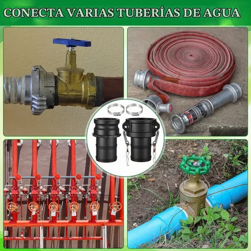 Vista 7 de Juego de 2 accesorios Camlock tipo C y E de polipropileno de 3 pulgadas con leva y ranura para manguera, incluye bloqueo de leva de acoplamiento