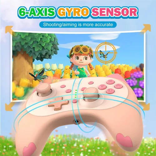 Vista 2 de IINE Lindo controlador de interruptor, Bluetooth Cartoon Kitten Nintendo Switch controladores inalámbricos, interruptor de luz Kawaii