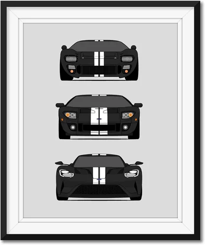 Vista 7 de Custom Car Posters Póster hecho a mano compatible con Ford GT Generation e impresión de Ford GT40, rojo, blanco y azul, 8 x 10 pulgadas, impresión