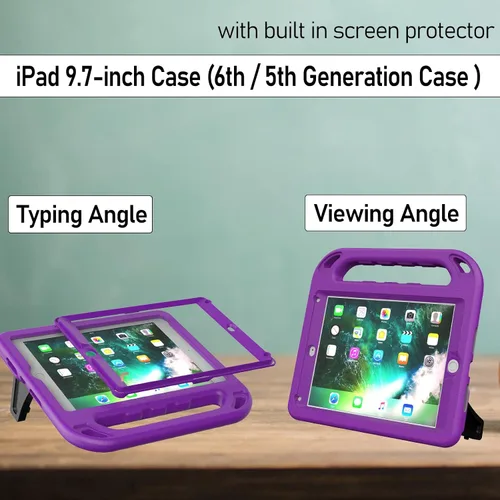 Vista 3 de LTROP Funda infantil para iPad de 6ª y 5ª generación, funda para iPad de 9.7 pulgadas 2018/2017, iPad Air 2 para niños, protector de pantalla