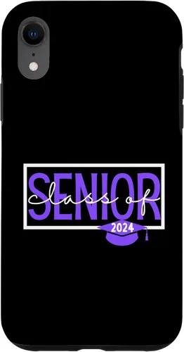 Vista 24 de iPhone 16 Seniors Class of 2024 Colors Purple and White Case