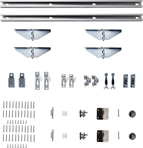 Vista 6 de BARNER HOME Puerta de armario, puertas plegables Full Lite con panel de vidrio estriado, fácil montaje, puertas plegables con kits de herrajes