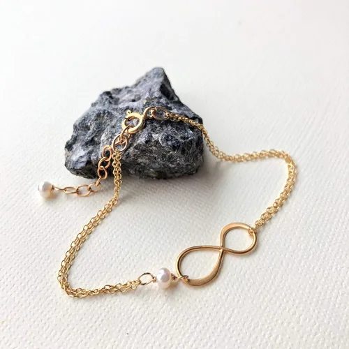 Vista 152 de Pulsera con dije de infinito con piedra natal, joyería hecha a mano, regalo para ella