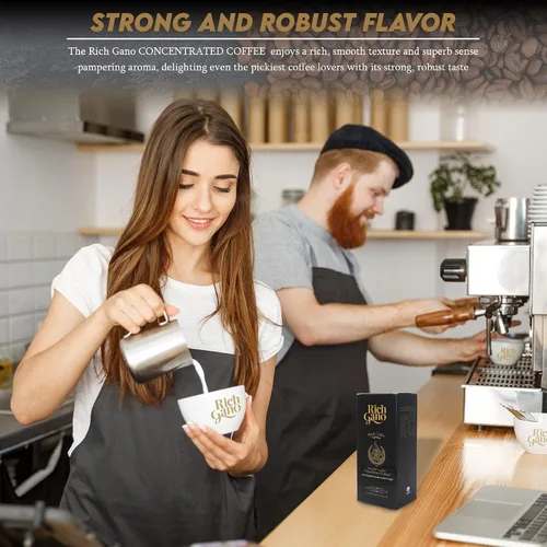Vista 4 de Rich Gano Café de hongos – 30 sobres de café negro con extracto de ganoderma – Paquetes de café instantáneo veganos sin OMG – Café de ganoderma sin