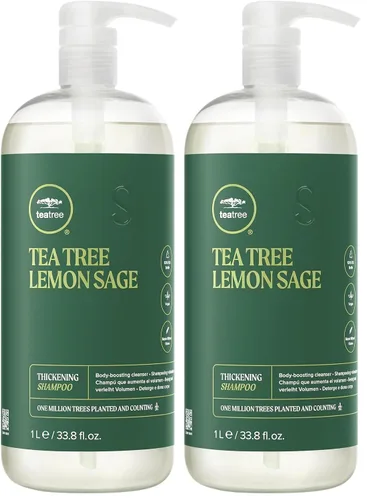 Vista 4 de Tea Tree Champú espesante de salvia limón, construye cuerpo + aumenta el volumen, para cabello fino