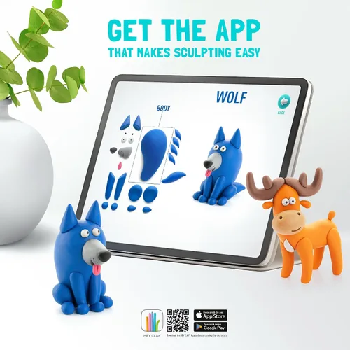 Vista 5 de HEY CLAY Forest Animals - Claymate Bear - Kit de arcilla seca al aire con 3 latas y herramientas de escultura con divertidas instrucciones