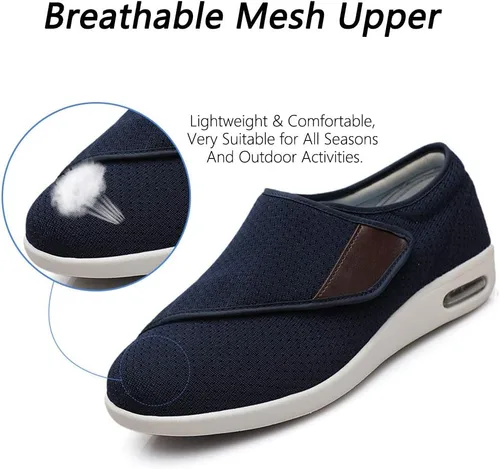 Vista 6 de MEJORMEN Zapatos para diabéticos para hombre, extra anchos, con cierre ajustable, zapatos deportivos ligeros y casuales, soporte para pies