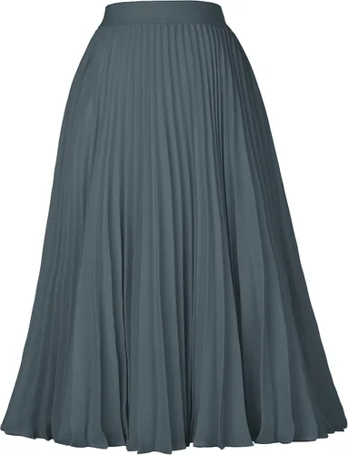 Vista 128 de GRACE KARIN - Falda plisada de gasa para mujer, con cintura alta y elástica, vuelo, corte acampanado y longitud por debajo de la rodilla