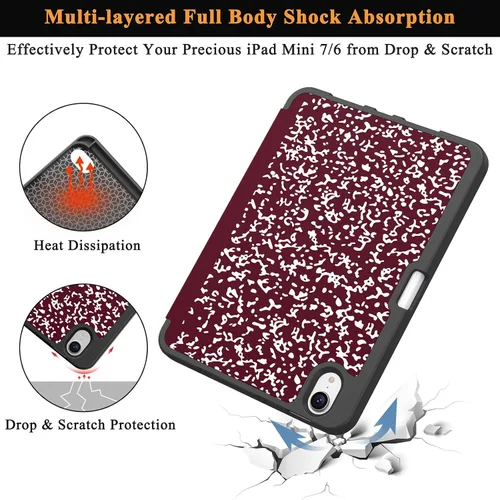 Vista 5 de Soke Funda para iPad mini 7(A17 Pro) 2024/iPad Mini 6 2021 de 8.3 pulgadas con Soporte para Lápiz-[Carga de Lápiz + Activación/Suspensión