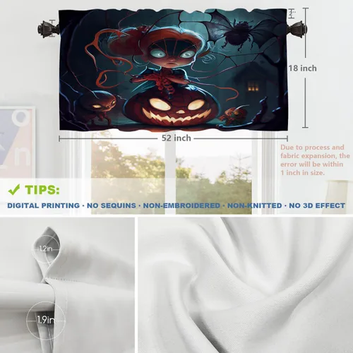 Vista 136 de Shrahala Orange Autumn Autumn Blackout Curtain Tiers, Fall Kitchen Valance Light Blocking Tier Drapes with Rod Pocket, 2 Pack 26 X 24 in