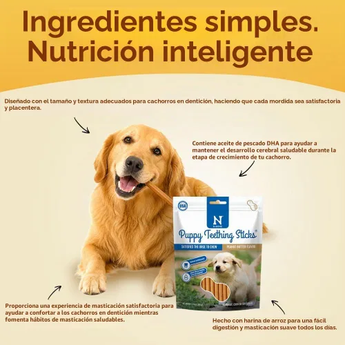 Vista 6 de N-Bone Palitos de dentición para cachorros, sabor a mantequilla de maní, bolsa de 3.74 onzas