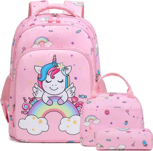 Vista 69 de Juego de mochila para niñas con diseño de unicornio, mochila escolar para niños, mochila para libros para niñas, set 3 en 1, regreso a clases